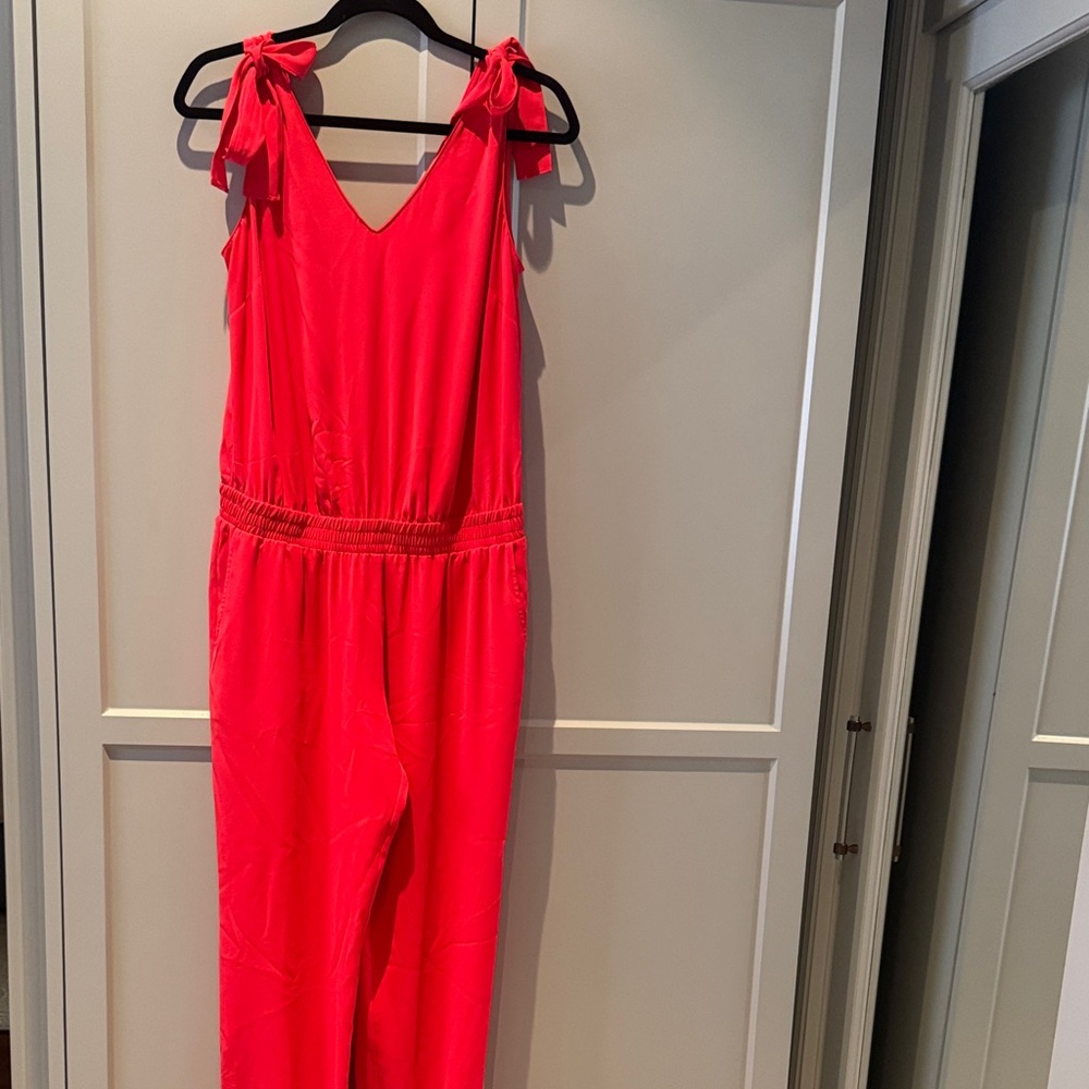 Amanda Uprichard Vibrant Red Sleeveless Jumpsuit